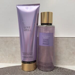 NEW Victoria's Secret Love Spell Fragrance Lotion and Shimmer Mist Set